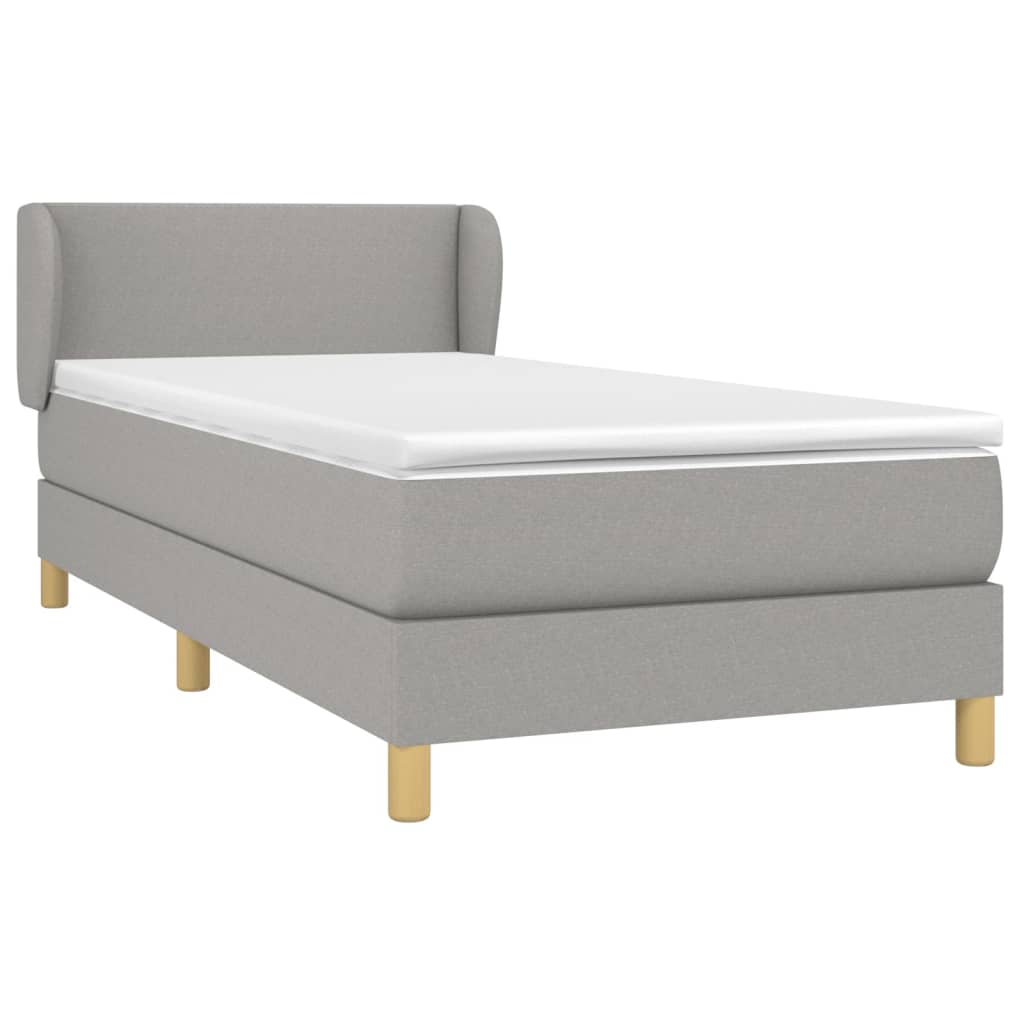 vidaXL Κρεβάτι Boxspring με Στρώμα Ανοιχτό Γκρι 100x200 εκ. Υφασμάτινο