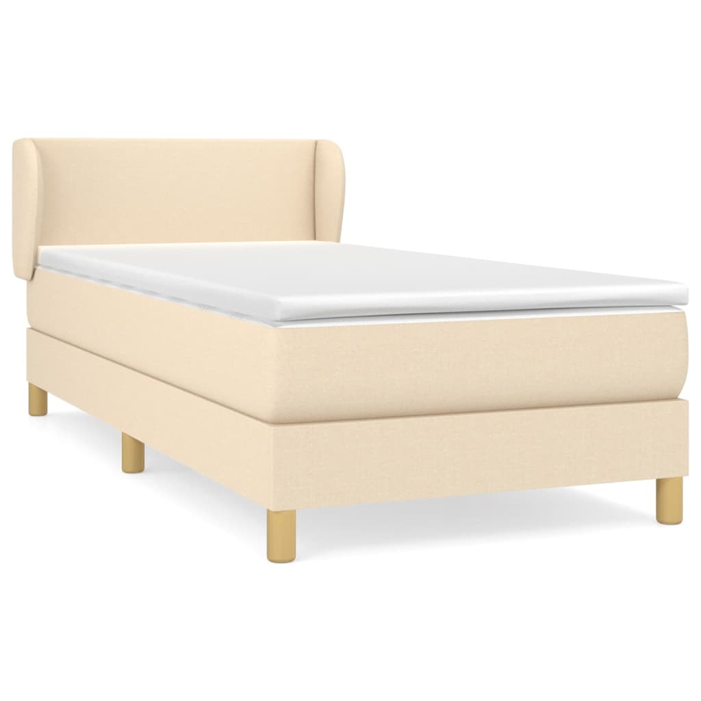 vidaXL Κρεβάτι Boxspring με Στρώμα Κρεμ 100 x 200 εκ. Υφασμάτινο