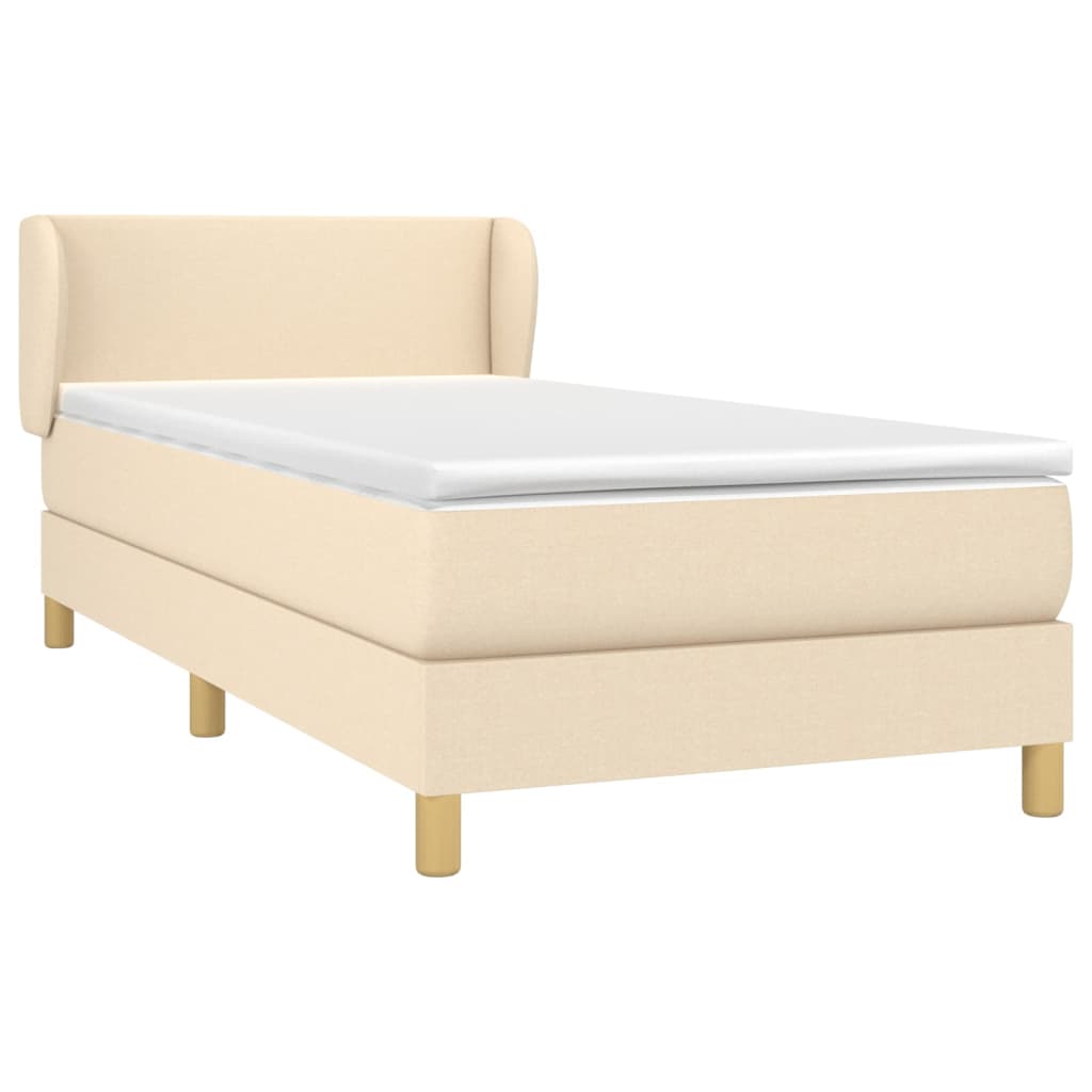 vidaXL Κρεβάτι Boxspring με Στρώμα Κρεμ 100 x 200 εκ. Υφασμάτινο