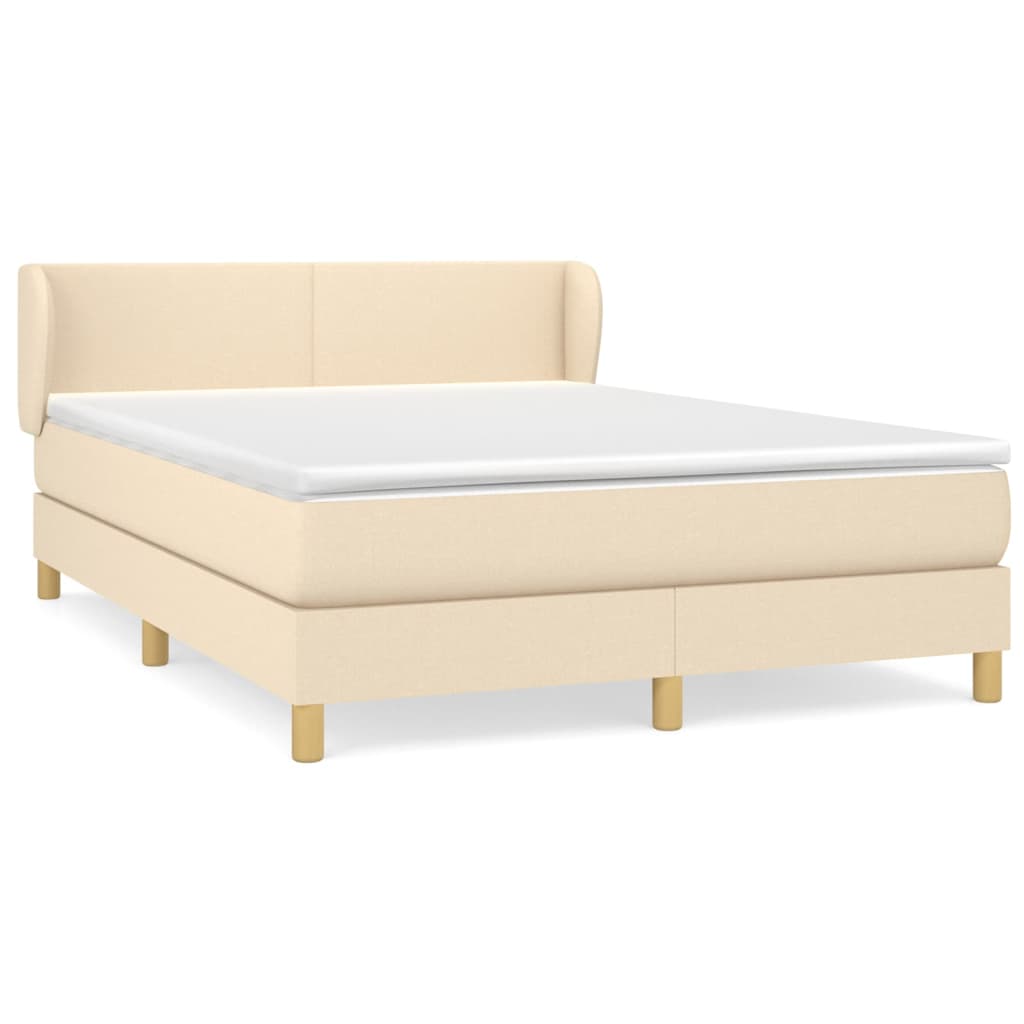 vidaXL Κρεβάτι Boxspring με Στρώμα Κρεμ 140x190 εκ. Υφασμάτινο