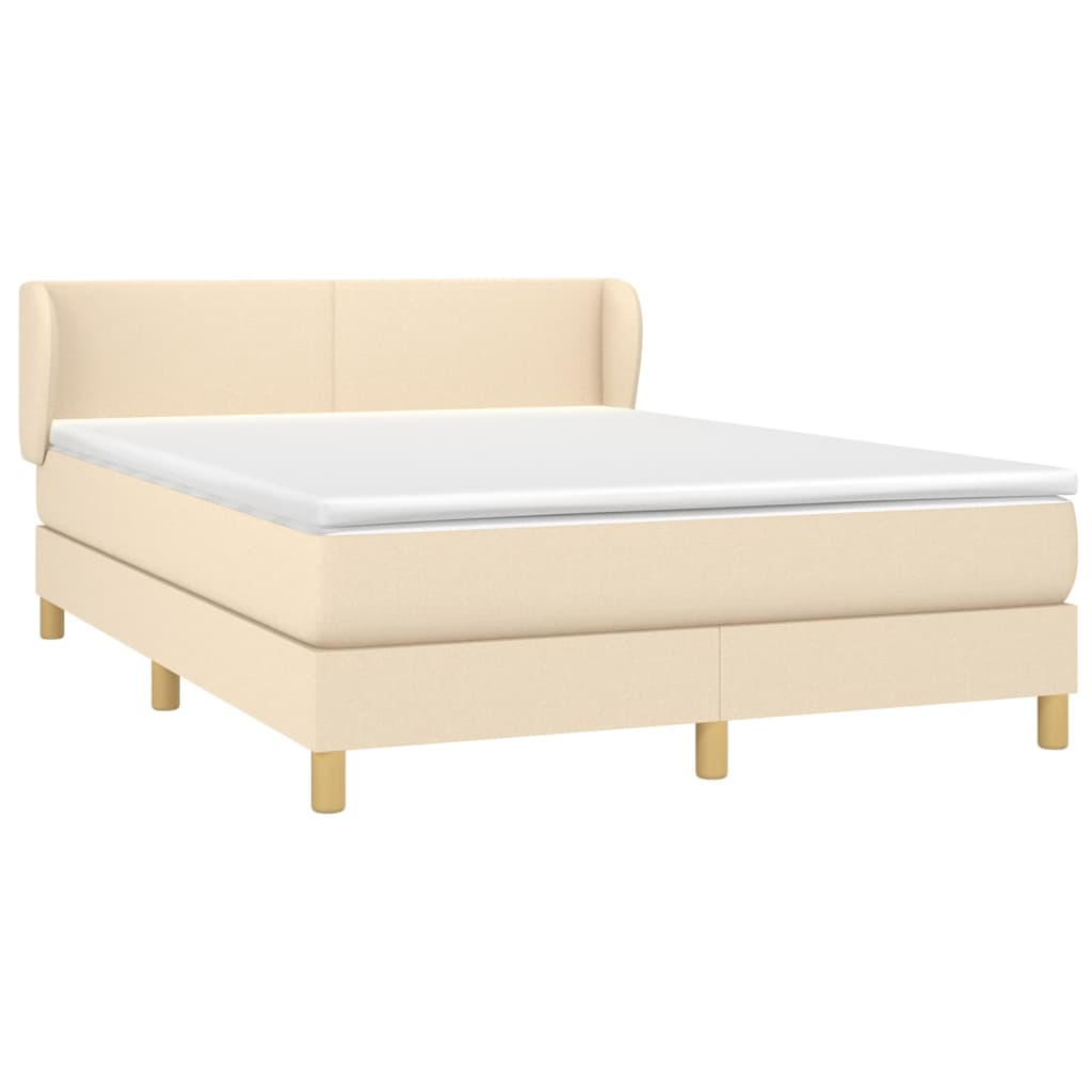 vidaXL Κρεβάτι Boxspring με Στρώμα Κρεμ 140x190 εκ. Υφασμάτινο
