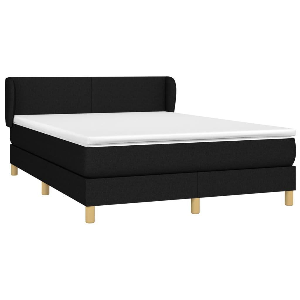 vidaXL Κρεβάτι Boxspring με Στρώμα Μαύρο 140x200 εκ. Υφασμάτινο