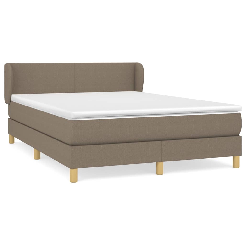 vidaXL Κρεβάτι Boxspring με Στρώμα Taupe 140x200 εκ. Υφασμάτινο