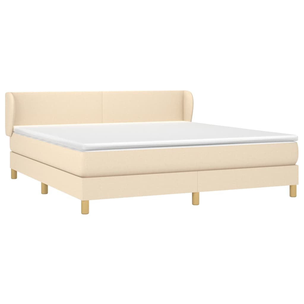 vidaXL Κρεβάτι Boxspring με Στρώμα Κρεμ 180x200 εκ. Υφασμάτινο