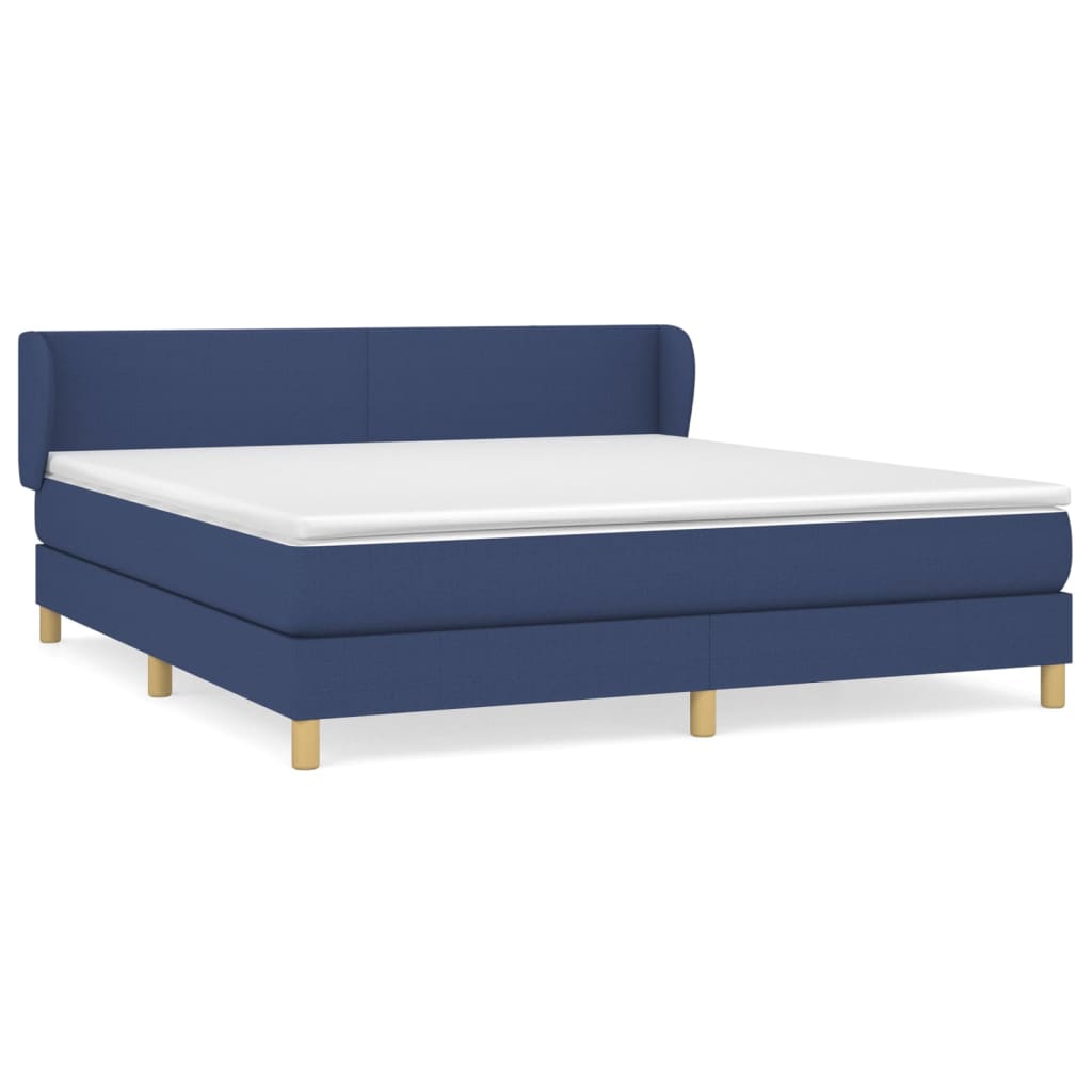 vidaXL Κρεβάτι Boxspring με Στρώμα Μπλε 180x200 εκ. Υφασμάτινο
