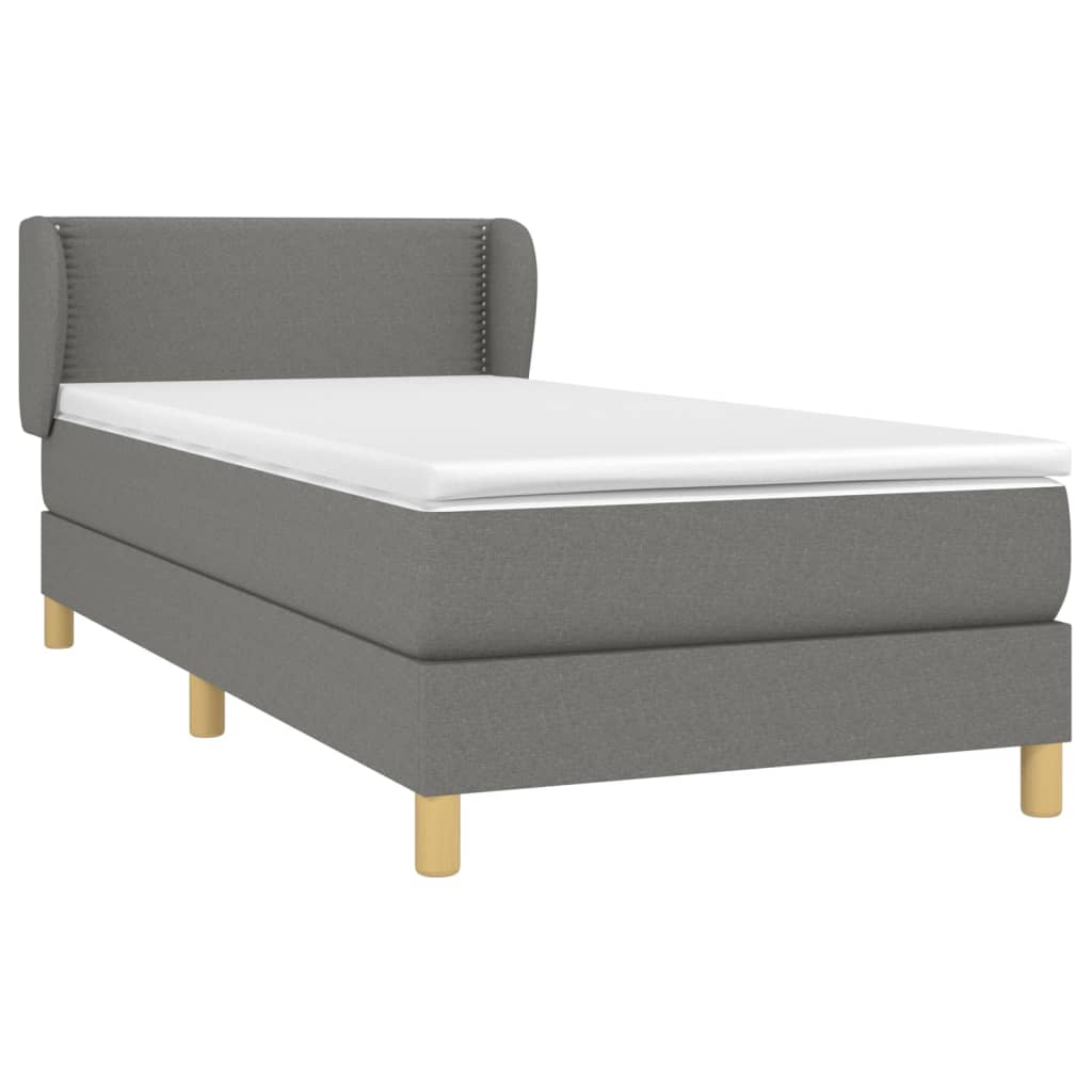 vidaXL Κρεβάτι Boxspring με Στρώμα Σκούρο Γκρι 80x200 εκ. Υφασμάτινο