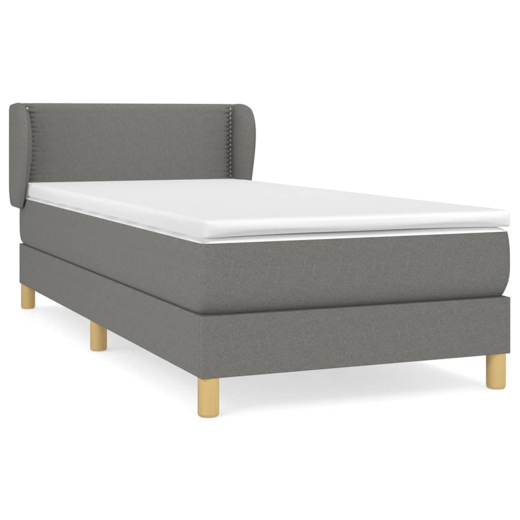vidaXL Κρεβάτι Boxspring με Στρώμα Σκούρο Γκρι 90x190 εκ. Υφασμάτινο
