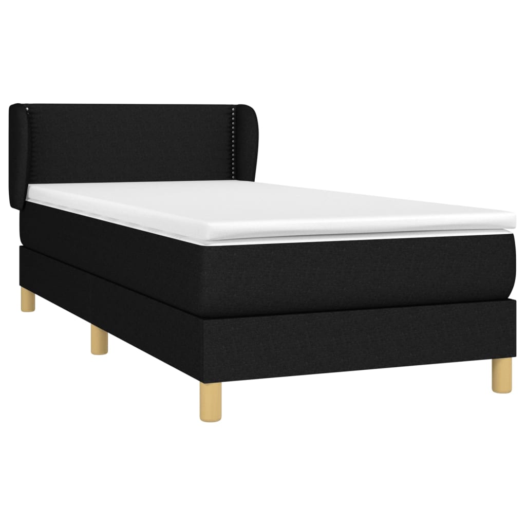 vidaXL Κρεβάτι Boxspring με Στρώμα Μαύρο 100 x 200 εκ. Υφασμάτινο