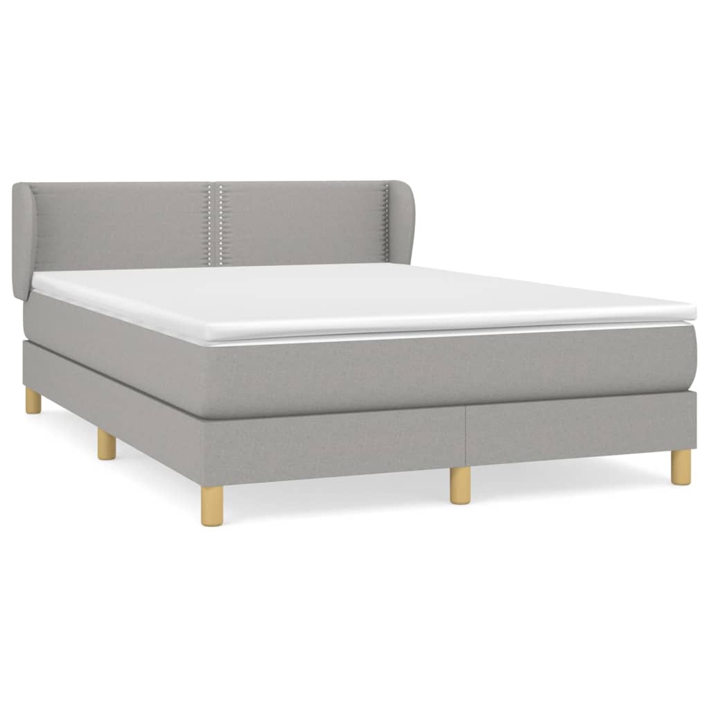 vidaXL Κρεβάτι Boxspring με Στρώμα Ανοιχτό Γκρι 140x190 εκ. Υφασμάτινο