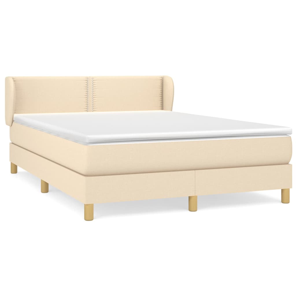 vidaXL Κρεβάτι Boxspring με Στρώμα Κρεμ 140x190 εκ. Υφασμάτινο