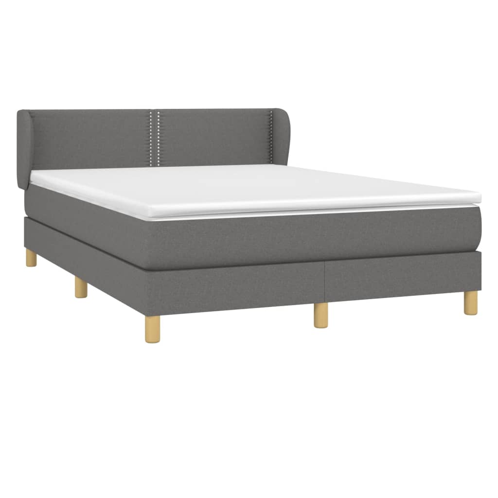 vidaXL Κρεβάτι Boxspring με Στρώμα Σκούρο Γκρι 140x200 εκ Υφασμάτινο