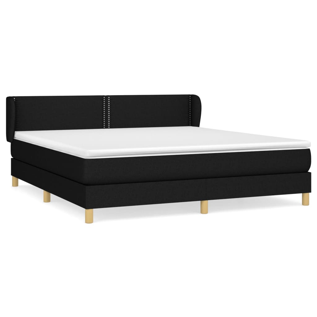 vidaXL Κρεβάτι Boxspring με Στρώμα Μαύρο 180x200 εκ. Υφασμάτινο