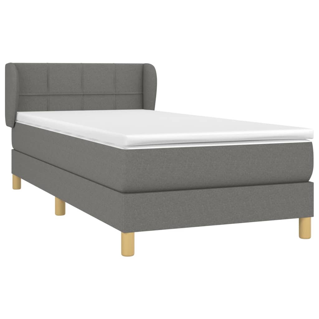 vidaXL Κρεβάτι Boxspring με Στρώμα Σκούρο Γκρι 100x200 εκ. Υφασμάτινο