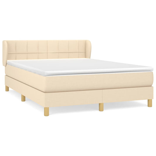 vidaXL Κρεβάτι Boxspring με Στρώμα Κρεμ 140x200 εκ. Υφασμάτινο