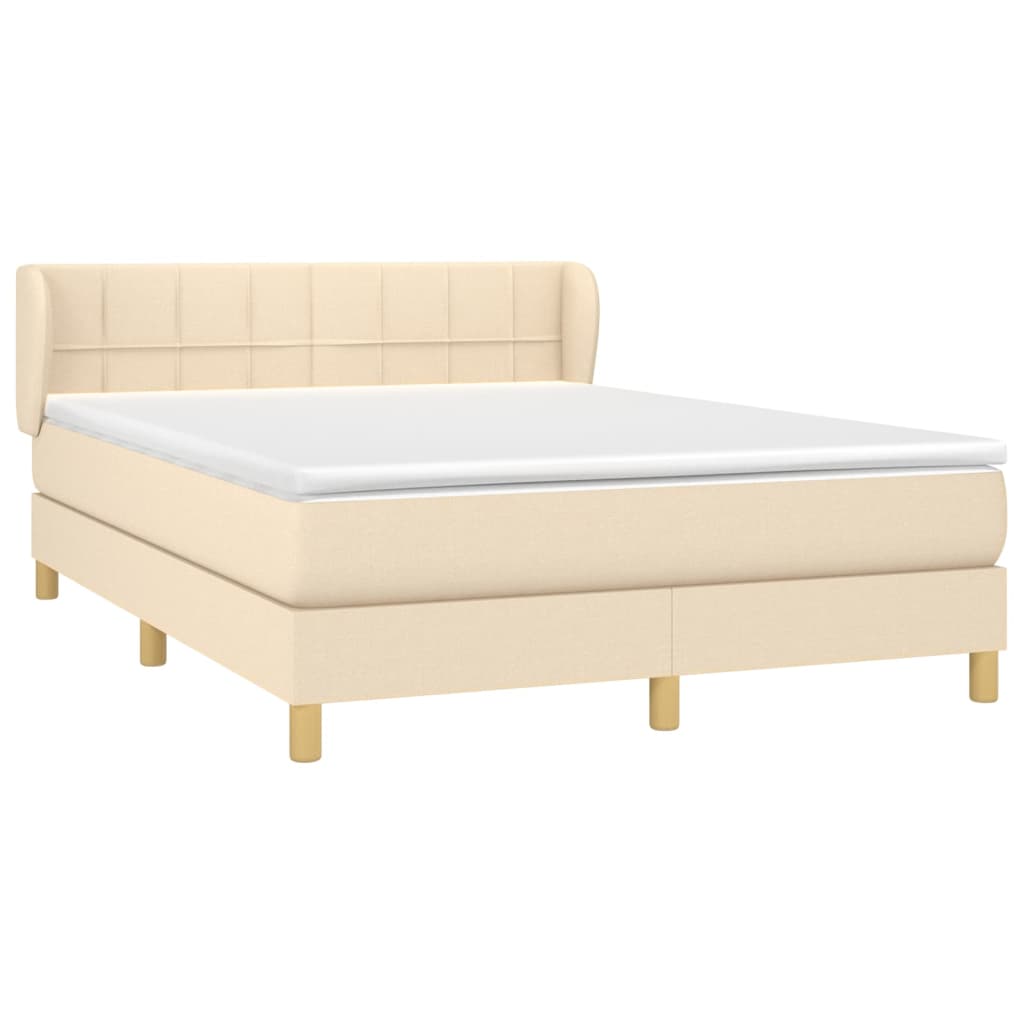 vidaXL Κρεβάτι Boxspring με Στρώμα Κρεμ 140x200 εκ. Υφασμάτινο