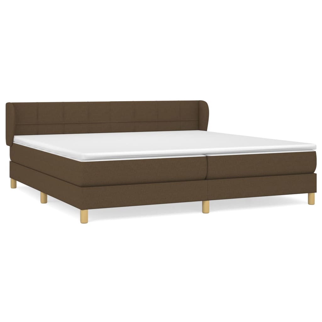 vidaXL Κρεβάτι Boxspring με Στρώμα Σκούρο Καφέ 200x200 εκ. Υφασμάτινο