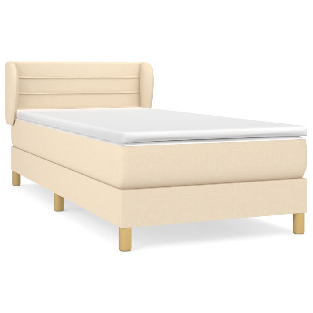 vidaXL Κρεβάτι Boxspring με Στρώμα Κρεμ 100 x 200 εκ. Υφασμάτινο