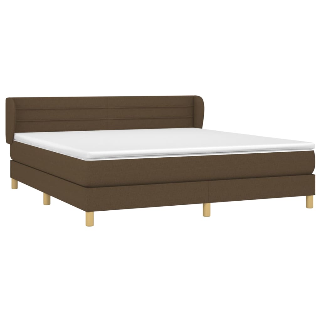 vidaXL Κρεβάτι Boxspring με Στρώμα Σκούρο Καφέ 180x200 εκ Υφασμάτινο