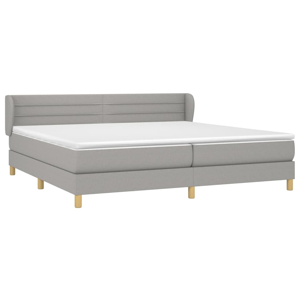 vidaXL Κρεβάτι Boxspring με Στρώμα Ανοιχτό Γκρι 200x200 εκ. Υφασμάτινο