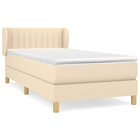 vidaXL Κρεβάτι Boxspring με Στρώμα Κρεμ 80 x 200 εκ. Υφασμάτινο
