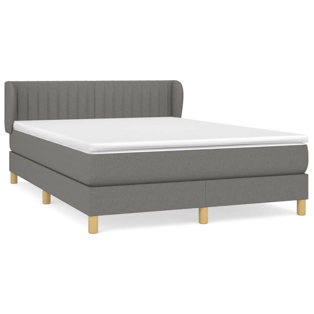 vidaXL Κρεβάτι Boxspring με Στρώμα Σκούρο Γκρι 140x190 εκ. Υφασμάτινο