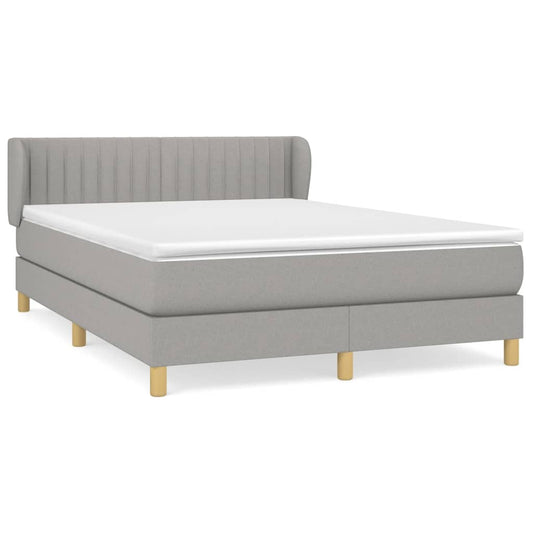 vidaXL Κρεβάτι Boxspring με Στρώμα Ανοιχτό Γκρι 140x200 εκ. Υφασμάτινο