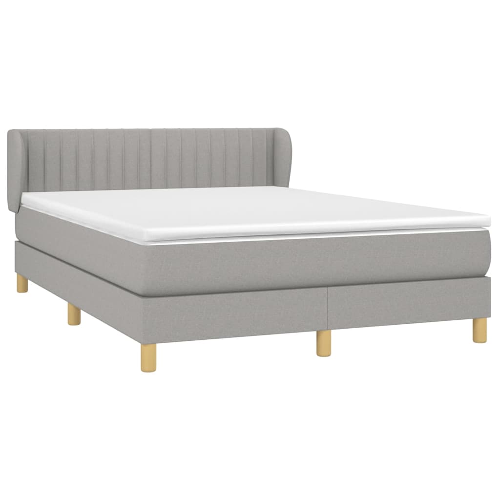 vidaXL Κρεβάτι Boxspring με Στρώμα Ανοιχτό Γκρι 140x200 εκ. Υφασμάτινο