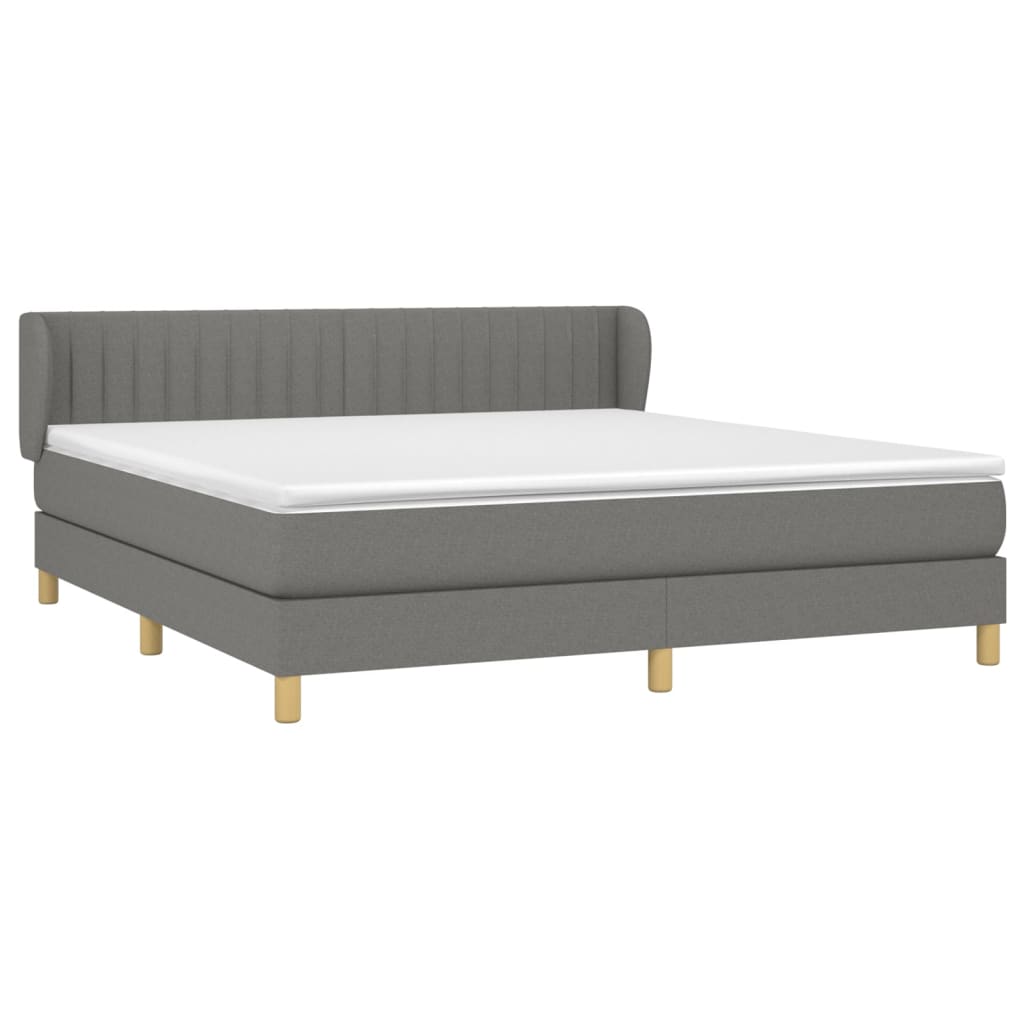 vidaXL Κρεβάτι Boxspring με Στρώμα Σκούρο Γκρι 160x200 εκ Υφασμάτινο