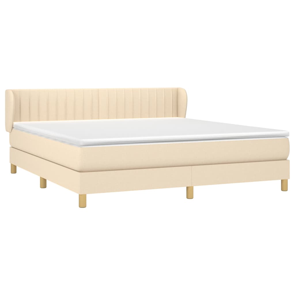 vidaXL Κρεβάτι Boxspring με Στρώμα Κρεμ 160x200 εκ. Υφασμάτινο