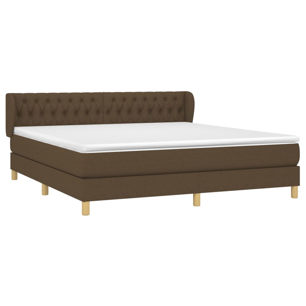 vidaXL Κρεβάτι Boxspring με Στρώμα Σκούρο Καφέ 180x200 εκ Υφασμάτινο