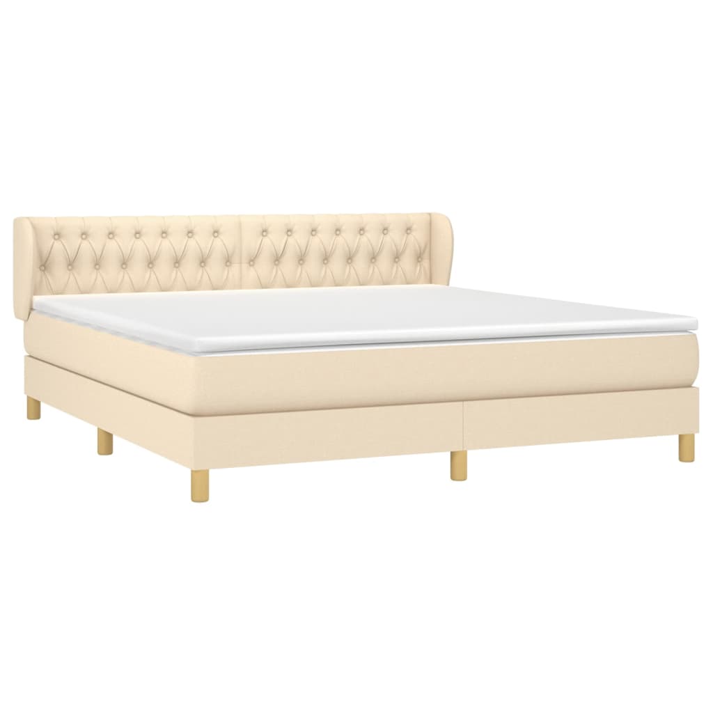 vidaXL Κρεβάτι Boxspring με Στρώμα Κρεμ 180x200 εκ. Υφασμάτινο