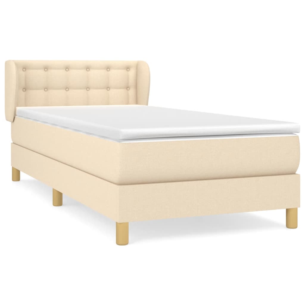 vidaXL Κρεβάτι Boxspring με Στρώμα Κρεμ 100 x 200 εκ. Υφασμάτινο