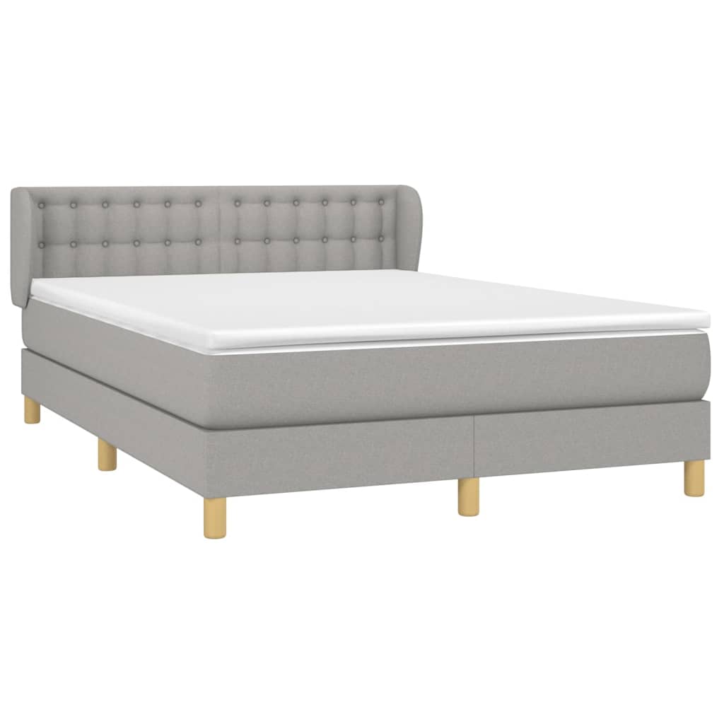 vidaXL Κρεβάτι Boxspring με Στρώμα Ανοιχτό Γκρι 140x200 εκ. Υφασμάτινο