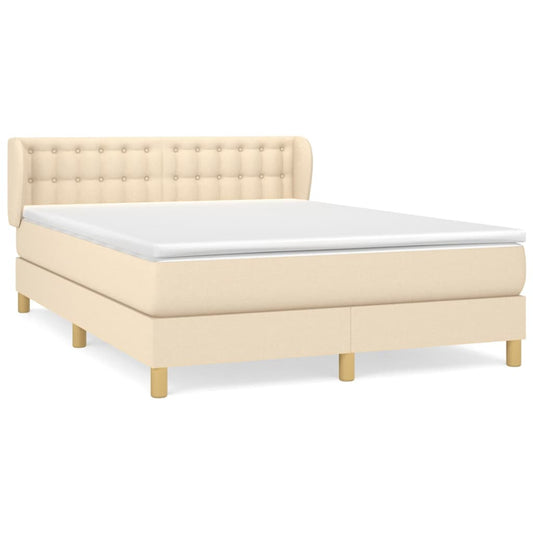 vidaXL Κρεβάτι Boxspring με Στρώμα Κρεμ 140x200 εκ. Υφασμάτινο