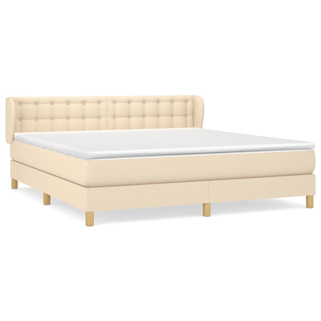 vidaXL Κρεβάτι Boxspring με Στρώμα Κρεμ 160x200 εκ. Υφασμάτινο