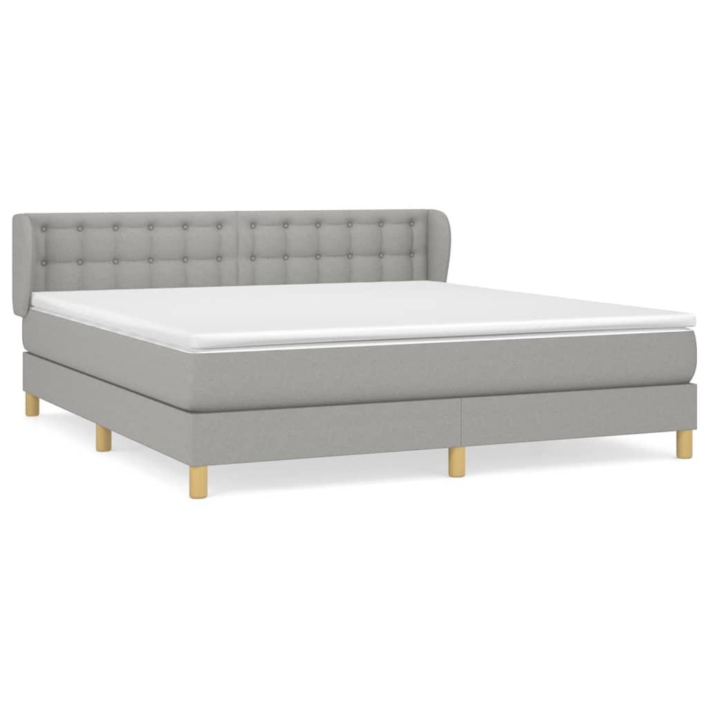 vidaXL Κρεβάτι Boxspring με Στρώμα Ανοιχτό Γκρι 180x200 εκ. Υφασμάτινο