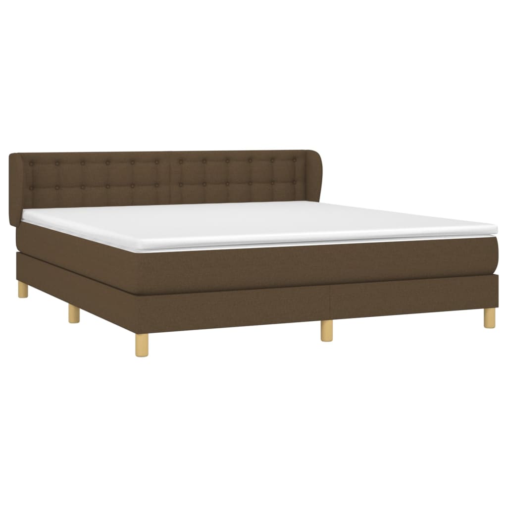 vidaXL Κρεβάτι Boxspring με Στρώμα Σκούρο Καφέ 180x200 εκ Υφασμάτινο