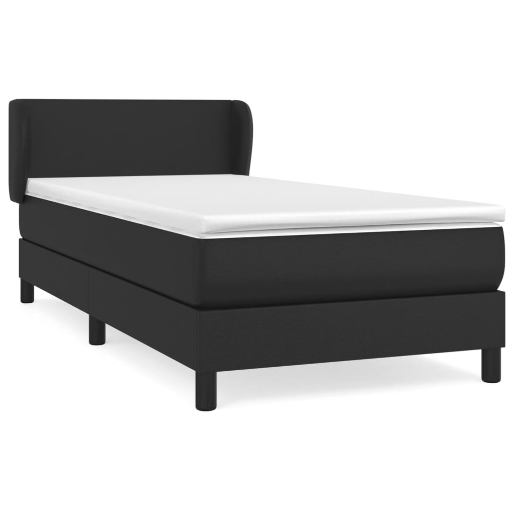 vidaXL Κρεβάτι Boxspring με Στρώμα Μαύρο 80 x 200 εκ. Συνθετικό Δέρμα