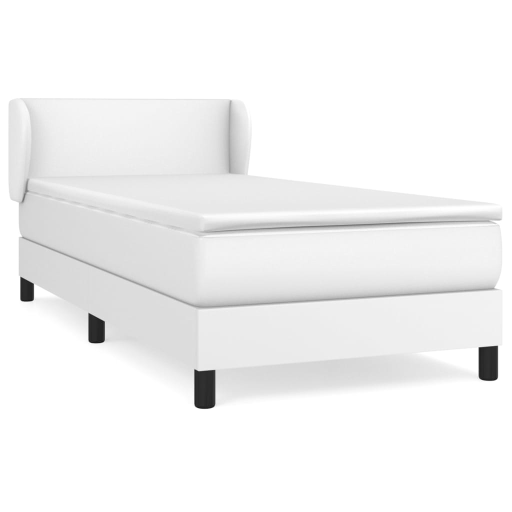 vidaXL Κρεβάτι Boxspring με Στρώμα Λευκό 80 x 200 εκ. Συνθετικό Δέρμα