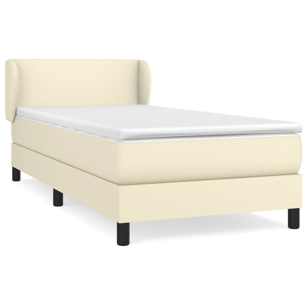 vidaXL Κρεβάτι Boxspring με Στρώμα Κρεμ 80 x 200 εκ. Συνθετικό Δέρμα