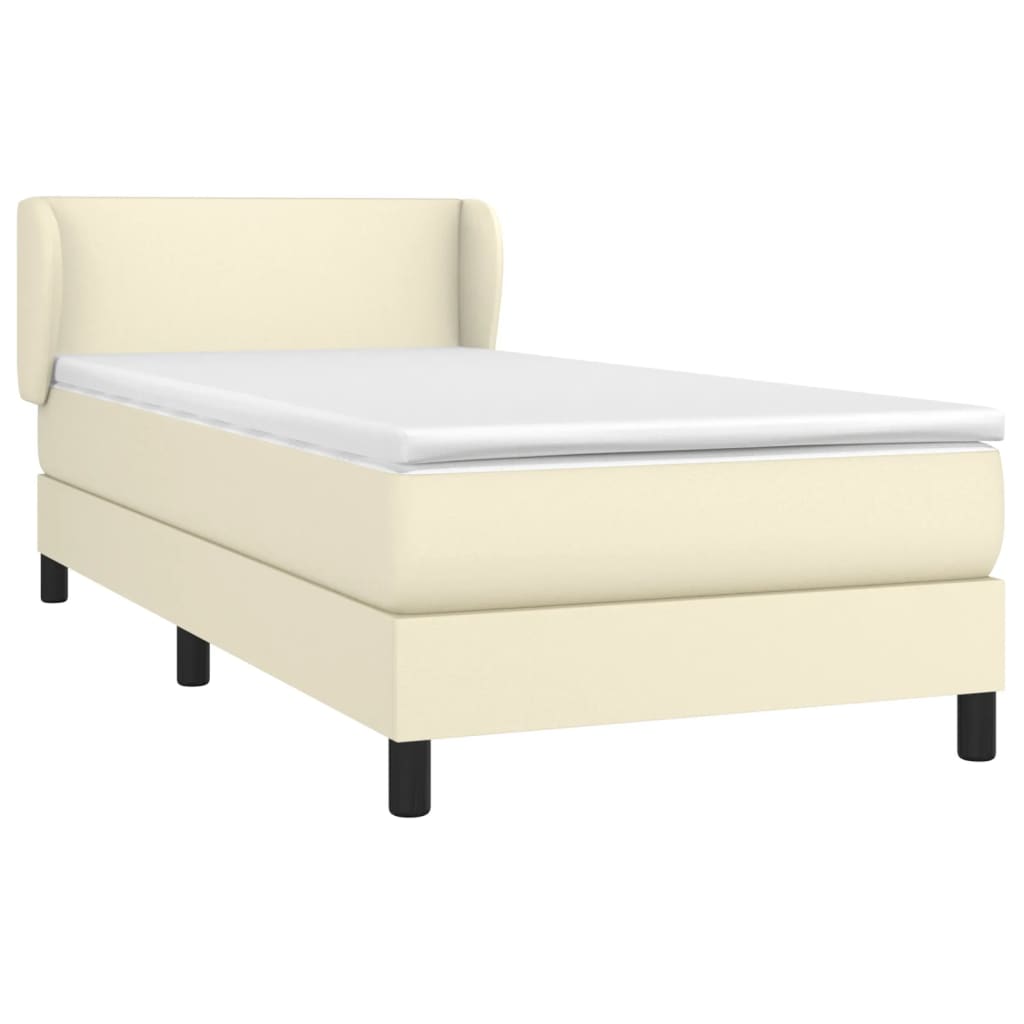 vidaXL Κρεβάτι Boxspring με Στρώμα Κρεμ 80 x 200 εκ. Συνθετικό Δέρμα