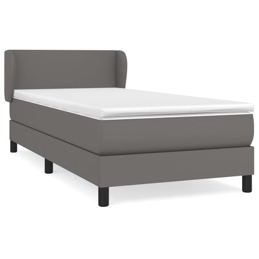 vidaXL Κρεβάτι Boxspring με Στρώμα Γκρι 80 x 200 εκ. Συνθετικό Δέρμα