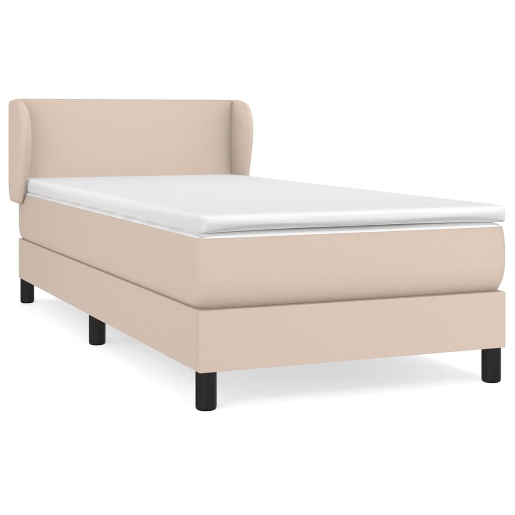 vidaXL Κρεβάτι Boxspring με Στρώμα Καπουτσίνο 90x200εκ.από Συνθ. Δέρμα