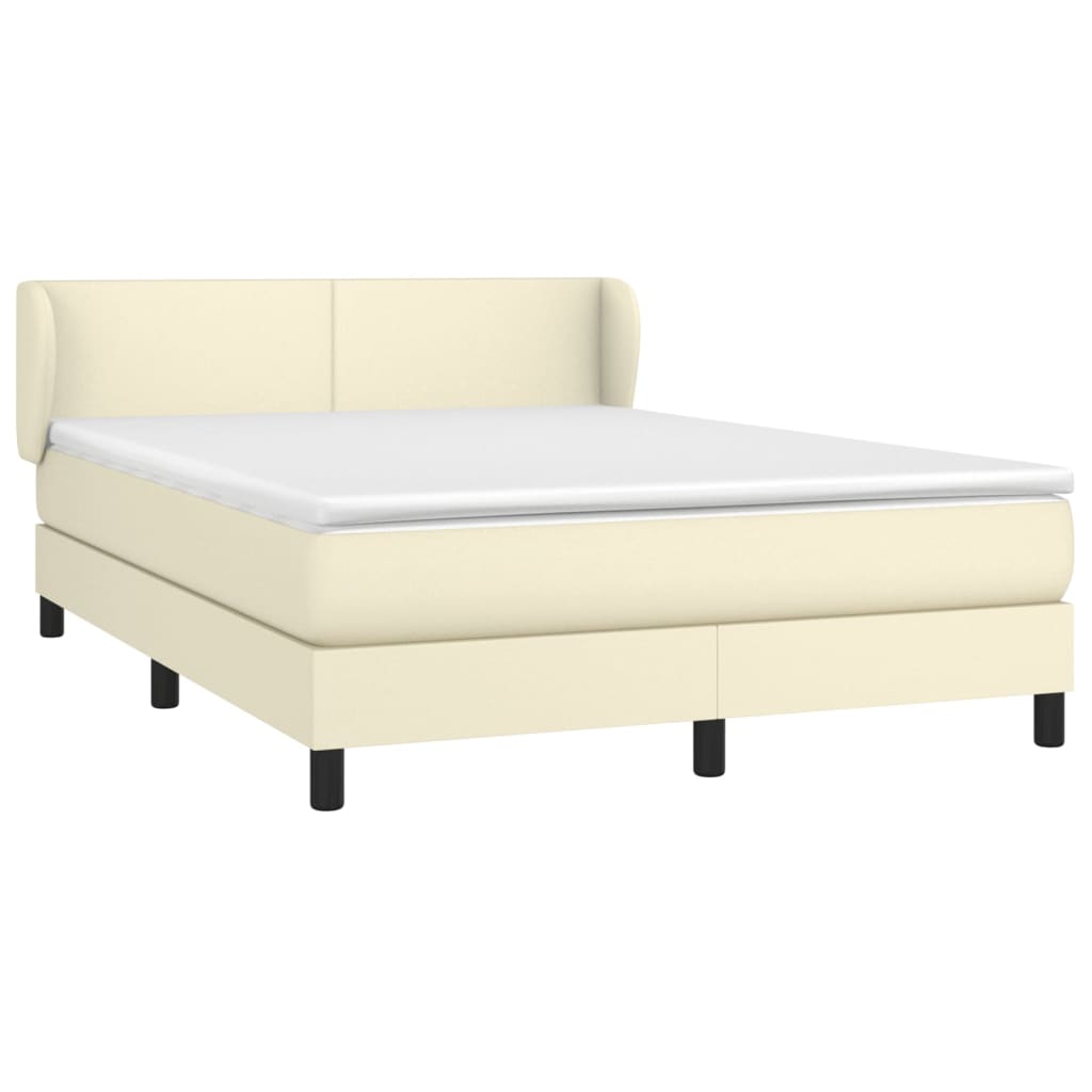 vidaXL Κρεβάτι Boxspring με Στρώμα Κρεμ 140x200εκ. από Συνθετικό Δέρμα