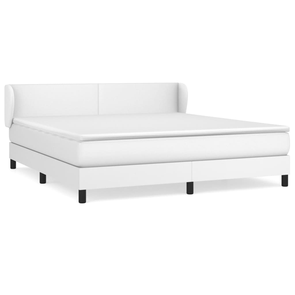 vidaXL Κρεβάτι Boxspring με Στρώμα Λευκό 160x200εκ.από Συνθετικό Δέρμα