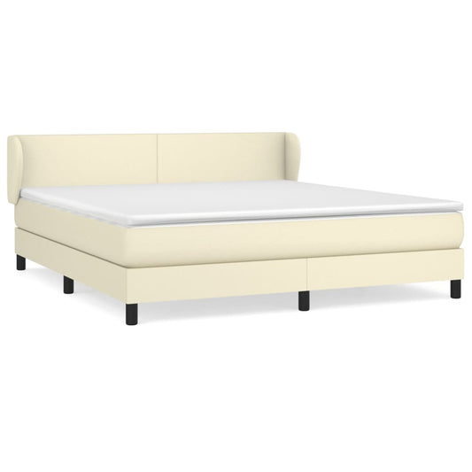 vidaXL Κρεβάτι Boxspring με Στρώμα Κρεμ 160x200εκ. από Συνθετικό Δέρμα