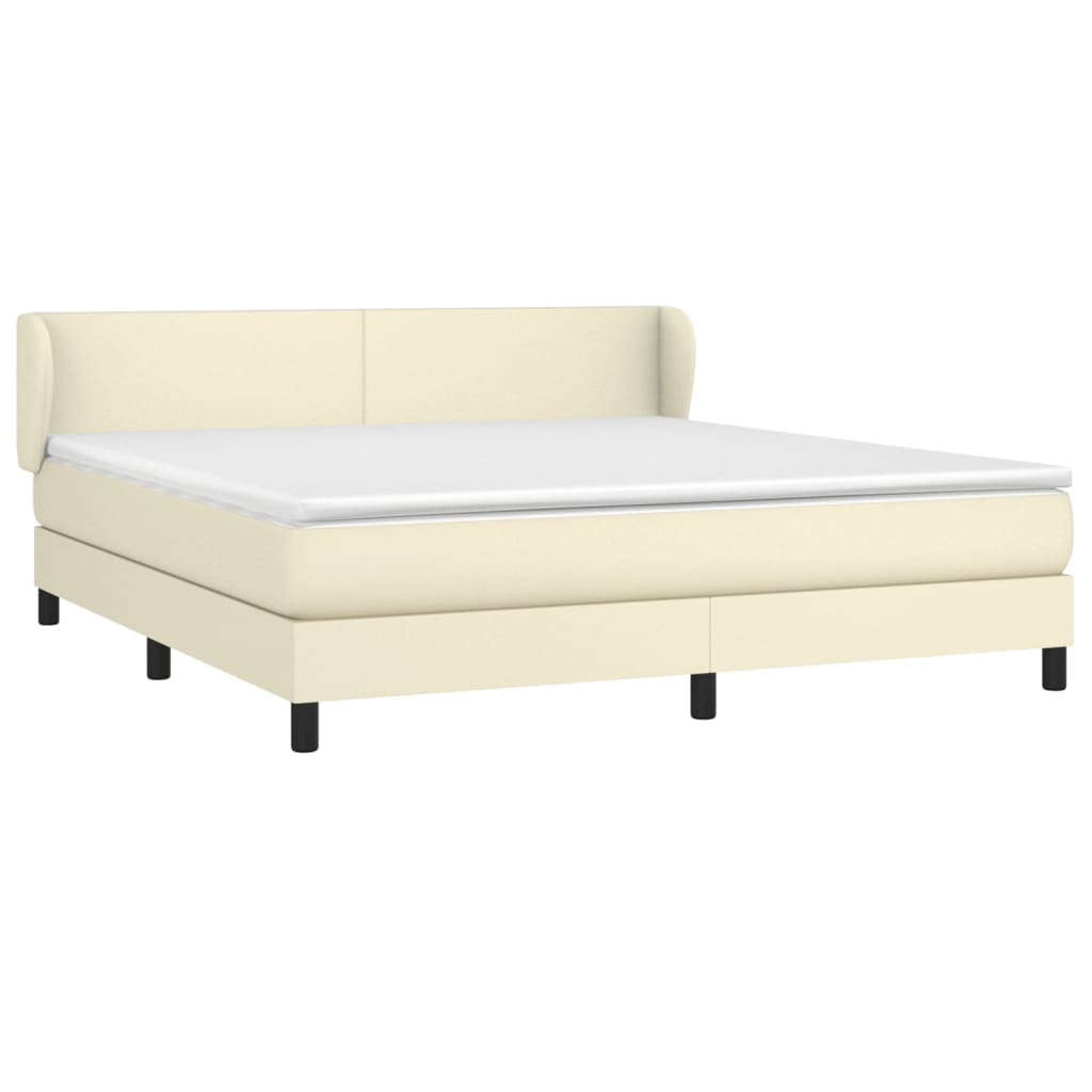 vidaXL Κρεβάτι Boxspring με Στρώμα Κρεμ 160x200εκ. από Συνθετικό Δέρμα