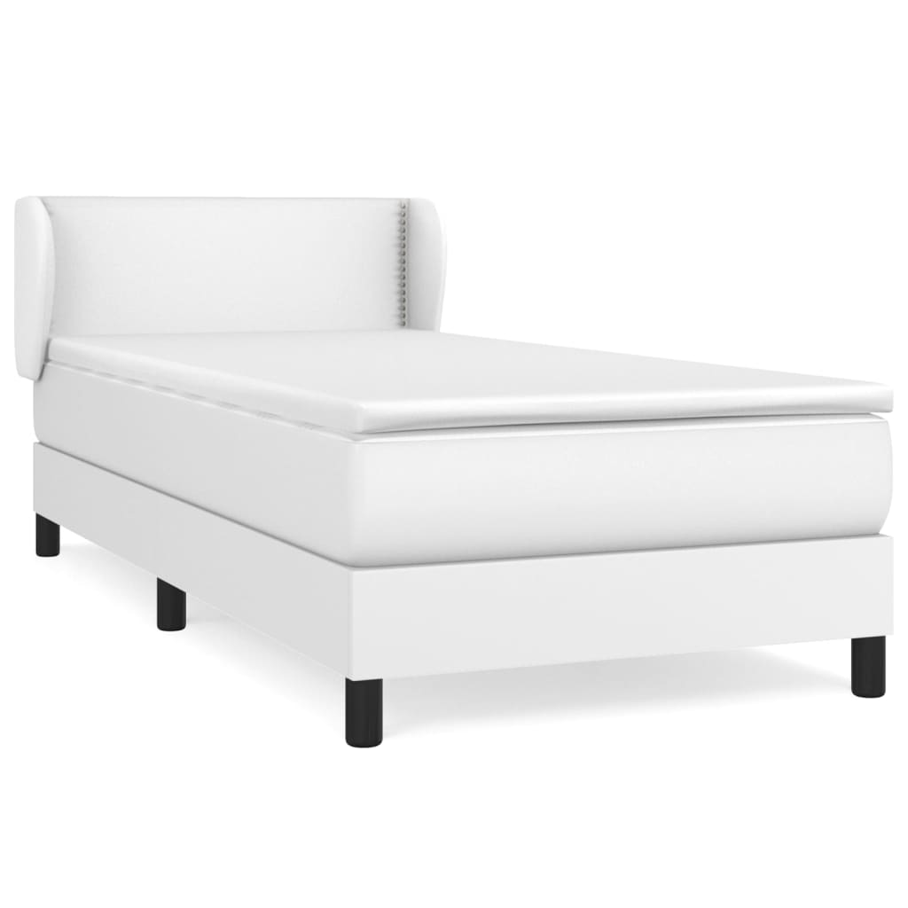 vidaXL Κρεβάτι Boxspring με Στρώμα Λευκό 100x200εκ.από Συνθετικό Δέρμα