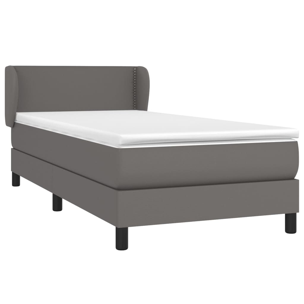 vidaXL Κρεβάτι Boxspring με Στρώμα Γκρι 100x200εκ. από Συνθετικό Δέρμα