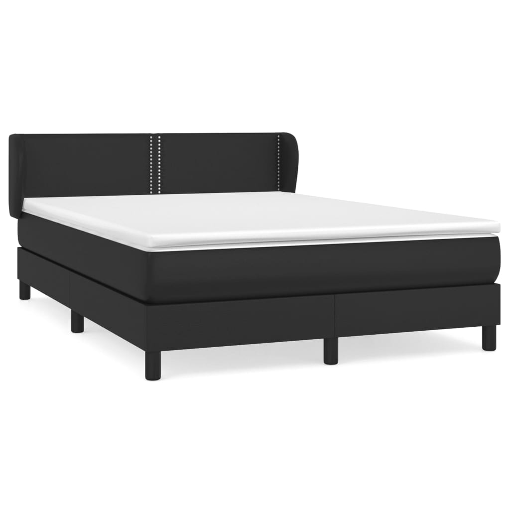 vidaXL Κρεβάτι Boxspring με Στρώμα Μαύρο 140x200εκ.από Συνθετικό Δέρμα